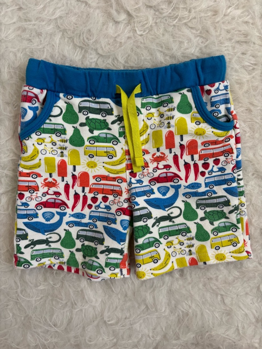 Baby Boden Multicolor Maximalism Vehicle & Animal AOP Shorts